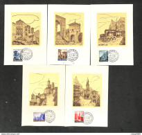 SAINT-MARIN - SAN MARINO - 5 Cartes MAXIMUM 1957 - Sites Et Monuments - Sonstige & Ohne Zuordnung