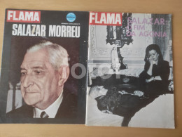 2 MAGAZINES SET REVISTA FLAMA 1970 MORTE OLIVEIRA SALAZAR PRESIDENT DEAD PORTUGAL - Tijdschriften