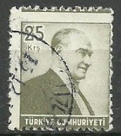 Turkey; 1955 Regular Issue Stamp 25 K. ERROR "Shifted Perf." - Oblitérés