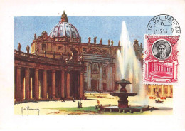 VATICAN.Carte Maximum.AM14039.31/12/1954.Cachet Vatican.Basilique De St.Pierre.Fontaine - Oblitérés