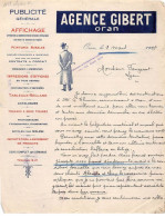 Facture.AM20799.Algérie.Oran.1928.Agence Gibert.Affiche.Tableau.Photogravure.Typographie.Lithographie - Autres & Non Classés