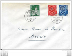 206 - 88 - Enveloppe Avec Série Europa Et Timbre Série Courante - Cachet De Bevaix (date 1er Jour) 1964 - Brieven En Documenten