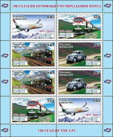 Tajikistan 2024 .150 Year Of The UPU (Aircraft, Trains, Cars ). Sheetlet Of 8 - Tajikistan