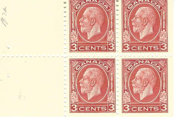 CANADA, 1933. Bookletpane  4x3c, Sc 197a (from Booklet 20) - Paginas De Cuadernillos