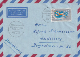 Luftpost Brief  "Gedenkpostflug"  Bern - Locarno - Heidelberg       1963 - Lettres & Documents