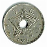 CONGO BELGE / CINQ CENTIMES / 1921 - 1910-1934: Albert I.