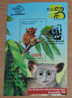 INDONESIA 1999, Stamp Exhibition, Monkeys, Animals, Fauna, Mi #B144, Souvenir Sheet, MNH** - Singes