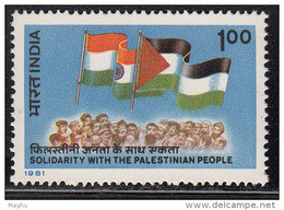 India MNH 1981,  Palestinian Solidarity , Palestine Flag, - Unused Stamps