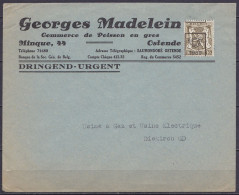 Env. Imprimé "G. Madelein - Poisson En Gros" Affr. PREO 10c Olive (type N°420) Surch. [Cor De Poste / 1939] Décalée Pour - Typos 1936-51 (Petit Sceau)