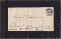 Faire-part De Décès Affr. N°53 Càd LA LOUVIERE /26 AOUT 1901 Pour HOUDENG-AIMERIES Réexpédié à MONS (au Dos: Càd HOUDENG - 1893-1907 Wapenschild