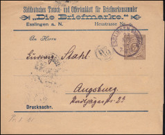 Württemberg PS 2 Streifband-Drucksache Die Briefmarke ESSLINGEN-BAHNHOF 23.11.96 - Postwaardestukken