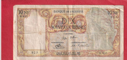 BANQUE DE L'ALGERIE  .  10 NOUVEAUX FRANCS  .  29-7-1960  . SERIE K.431  .  N° 825  .  2 SCANNES  .  BILLET USITE - Algeria