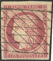 No 6, Carmin, Un Voisin, Obl Grille Sans Fin. - TB - 1849-1850 Cérès