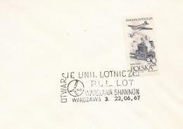 Poland Postmark D67.06.22 WARSZAWA.04kop: Aviation LOT Opening Of The Airline Shannon - Stamped Stationery