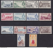 1953-59 Gibilterra, Stanley Gibbons N. 145/158 - 14 Valori -  MNH** - Other & Unclassified