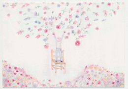 CPSM 10.5 X 15 Illustrateur IVAN HOR  Homme Debout Sur Une Chaise Jetant Des Fleurs - Hor