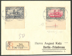 Lettre Cad "Duala/Kamerun" Déc 1913 Sur N°18 + 19, Bdf, Sur Enveloppe Recommandée Pour Berlin. - TB. - R - Otros & Sin Clasificación