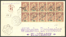 Lettre Cad "Djibouti/Postes". No 2, Bloc De 10 Sur Lettre Recomm. Pour L'Allemagne, 1894. - TB. - R - Andere & Zonder Classificatie