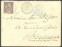 Lettre Cad "Abymes/Guadeloupe" Avril 94 Sur N°34, Sur Enveloppe Pour Bordeaux, à Côté Cad Bleu "Ligne D Paq Fr N°1". - T - Sonstige & Ohne Zuordnung