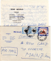 Sudan 1958, 3 Marken Auf Luftpost Hotel Brief V. Wadi-Halfa N. Deutschland - Soudan (1954-...)