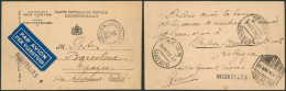 Carte Postale De Service Par Avion + Griffe BRUXELLES (1935) > Barcelone (Espagne) Via Bordeaux Et Madrid. - Covers & Documents