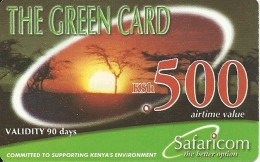 Kenya: Prepaid Mobile Safaricom - The Green Card, Sunset - Kenia