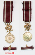 Médaille-BE-013A-V2-di_Médaille Or Ordre De La Couronne_FR-NL_post 1951_et Fixe Ruban_diminutif_21-05 - Belgique