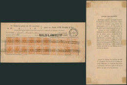 N°28 X20 (2 Nuances) Sur Bulletin Caisse Général D'épargne Et De Retraite Obl S.C. + Griffe VAL-ST-LAMBERT (1884) - 1869-1888 Leone Coricato