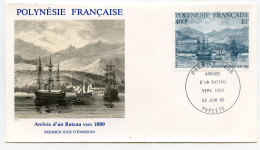 Enveloppe Timbres Premier Jour D'émission 24 Juin 86.papeete.Polynésie Française Arrivé D'un Bateau Vers 1880 - Other & Unclassified