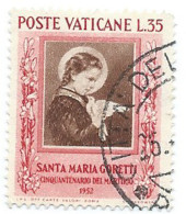 Vaticano 1953 ; Santa Maria Goretti : Cinquantenario Del Martirio ; L. 35 Rosa , Usato - Gebraucht