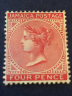 JAMAICA  SG 22  4d Red Orange Crown CA Wmk MH*  CV £450 Some Toning On Gum - Jamaïque (...-1961)
