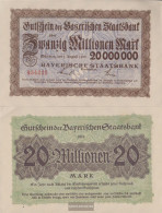 Bavaria Inflationsgeld Bavarian Staatsbank Used (III) 1923 20 Million Mark - 20 Millionen Mark