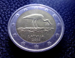 (!)  Lettland Latvia 2015 2 Euro Gedenkmünze Storch   Münze  Coin Circulated - Used - Letonia