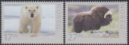Norwegen Mi.Nr. 1744-45A Wildlebende Tiere, Eisbär, Moschusochse (2 Werte) - Ongebruikt