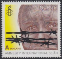 Norwegen Mi.Nr. 1748 Amnesty International, Gesicht Hinter Stacheldraht (A) - Ongebruikt