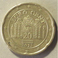 2013  -  AUSTRIA  - MONETA IN EURO - VALORE  20 CENTESIMI  -  USATA  - - Autriche