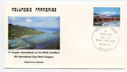 Enveloppe Timbres Premier Jour D'émission 5è Congrès International Sur Les Récifs Coralliens 28/5/85 Polynésie Française - Sonstige & Ohne Zuordnung