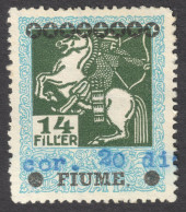 1918 FIUME Rijeka Hungary Occupation 1914 Overprint KuK Croatia Yugoslavia Italy REVENUE TAX  Horse Archer 14 F - "E" - Fiume