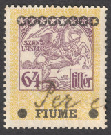 1918 FIUME Rijeka Hungary Occupation 1914 Overprint KuK Croatia Yugoslavia Italy REVENUE TAX ST. LADISLAUS 64 F - "E" - Fiume