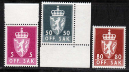 Norvege Service 1976 Yvert 99 - 100 - 104 ** TB - Dienstzegels