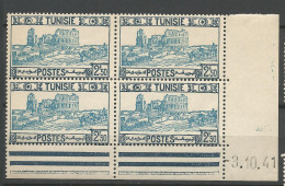 TUNISIE N° 236 Bloc De 4 Coin Daté 3 / 10 / 41 NEUF** LUXE SANS CHARNIERE NI TRACE / Hingeless  / MNH - Neufs