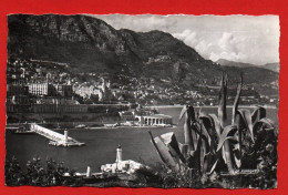 (RECTO / VERSO)  MONTE CARLO - ENTREE DU PORT EN 1960 - BEAU TIMBRE DE MONACO ET FLAMME - FORMAT CPA - Harbor