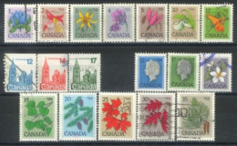 CANADA - 1977, QUEEN ELIZABETH II, HOUSE OF PARLIAMENT, FLOWERS & LEAVES STAMPS SET OF 18, USED. - Gebraucht