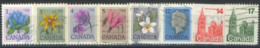 CANADA - 1977, QUEEN ELIZABETH II, HOUSE OF PARLIAMENT, FLOWERS STAMPS SET OF 8, USED. - Oblitérés