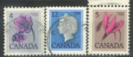 CANADA - 1977, QUEEN ELIZABETH II, & FLOWERS STAMPS SET OF 3, USED. - Gebruikt