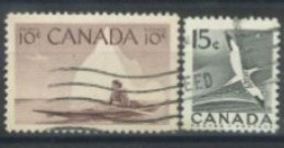 CANADA - 1953, ESKIMO HUNTER & NORTHERN GANNET STAMPS SET OF 2, USED. - Oblitérés