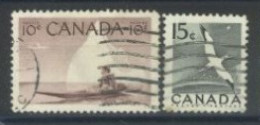 CANADA - 1953, ESKIMO HUNTER & NORTHERN GANNET STAMPS SET OF 2, USED. - Gebruikt