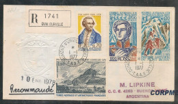 TAAF Vf RECOMMANDE De DUM DURVILLE  à BUENOS AIRES - AFFRANCHISSEMENTS MULTIPLES 4 TIMBRES - Yv 61-62-63 -A47 - Covers & Documents