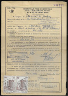 Belgium Parcel Stamps Sc. Q348 On Document DC1724 “Certificate For Obtaining A Social Subscription Of One Or Three Month - Documenten & Fragmenten