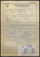 Belgium Parcel Stamps Sc. Q348 On Document DC1724 “Certificate For Obtaining A Social Subscription" Charleroi 30.11.65 - Documenten & Fragmenten